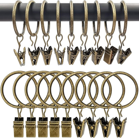 100 Pack Curtain Rings with Clips, Drapery Clips with Rings, Drapes Rings 1.26 by AMZSEVEN