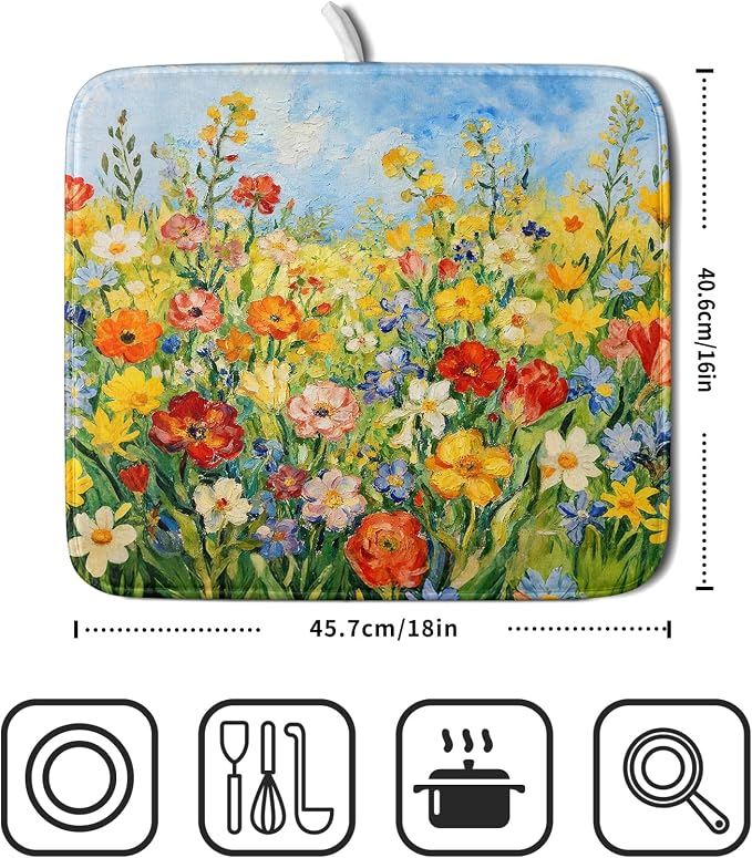 Spring Summer Floral Dish Drying Mat - Image 2