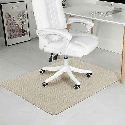 Chair Mat for Hardwood Floor, 47" x 60" Heavy Duty Office Chair Mat for Rolling Chairs, Anti Slip, Non-Curve, Floor Protector for Home Office, Beige Linen