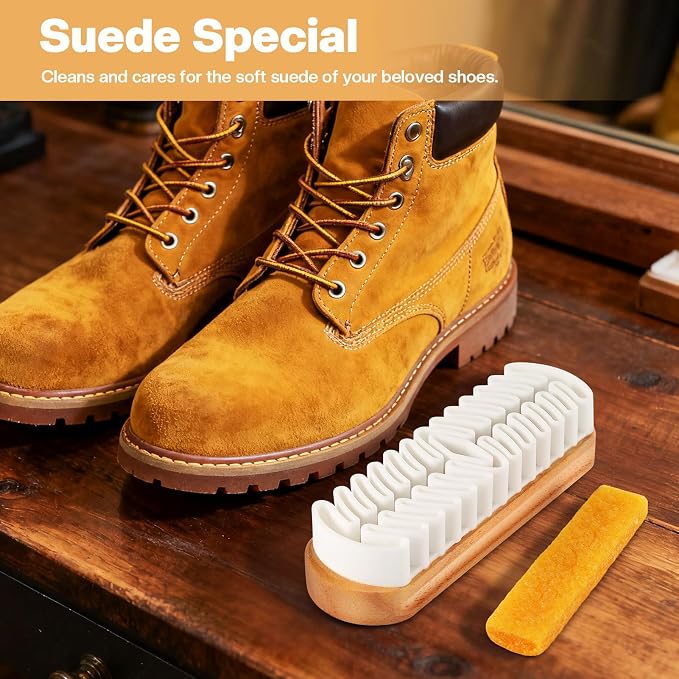 2 Pcs Suede Shoe Brush Nubuck Leather Cleaner Shoes Shine Dauber Crepe - Image 9