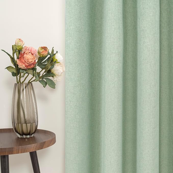 YoungsTex Light Green Linen 100% Blackout Curtains 63 Inch Length - Image 7