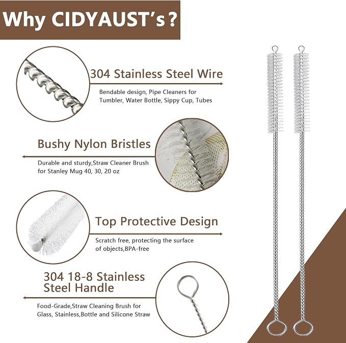 Straw Cleaner Brush for Stanley Cup, 10 inch Straw Brush for 40oz 30oz 20 oz - Image 3