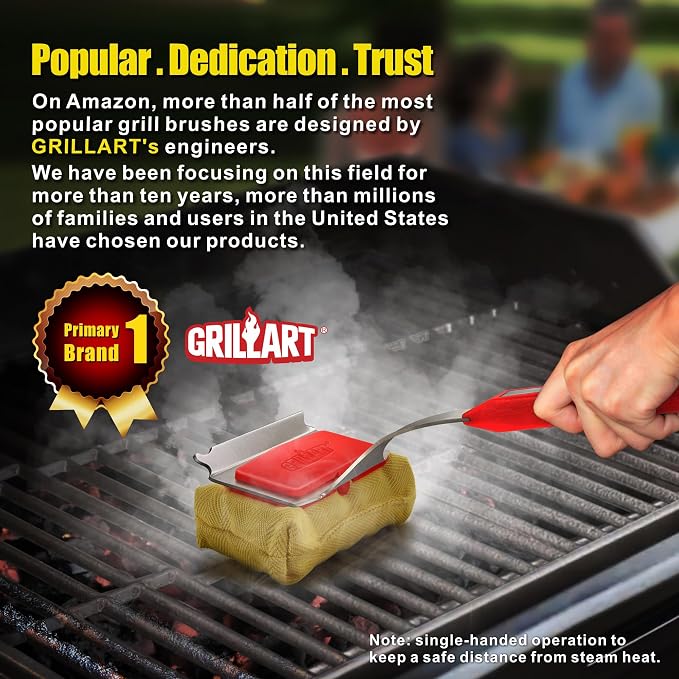 GRILLART Grill Brush Bristle Free. SteamWizards BBQ Replaceable Cleaning Head - Image 6