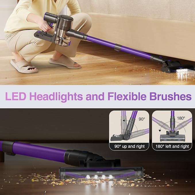 Zefiro Cordless Vacuum Cleaner for Home, 450W /40Kpa 50Mins Stick Vacuum - Image 8