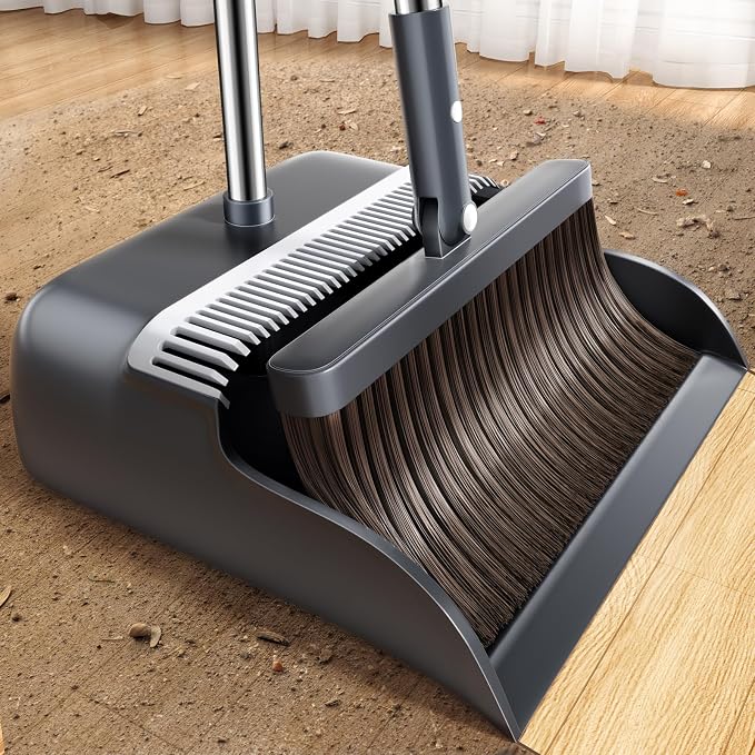 Broom with Dustpan Combo Set, Broom and Dustpan Set with 51.6" Long Handle & by Unknown