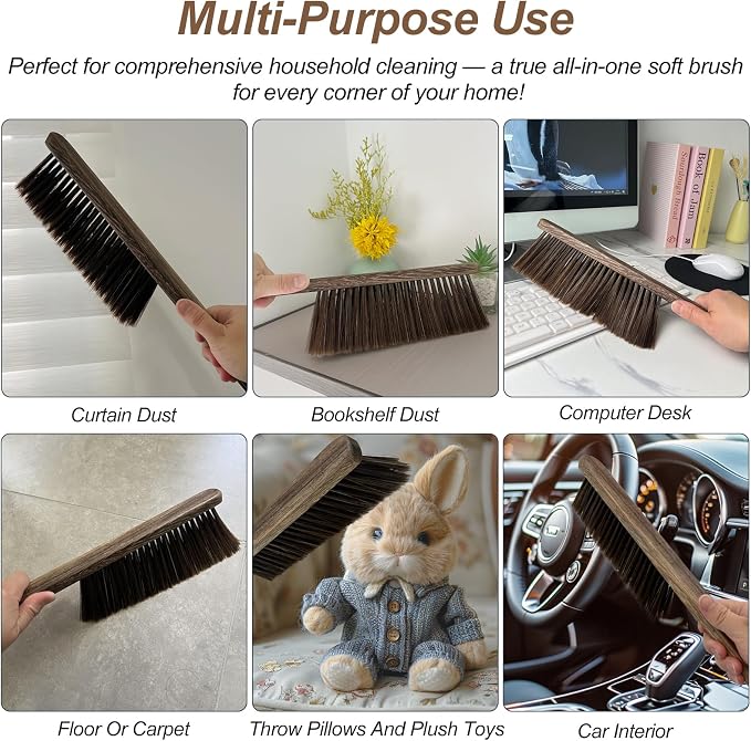 Wood Dusting Brush, Handheld Soft Bristle Cleaning Broom - Image 4