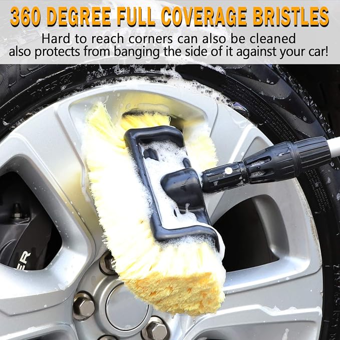 MOFEEZ 10" Car Wash Brush with Soft Detailing Bristle, Flow-Thru Dip Brush - Image 4