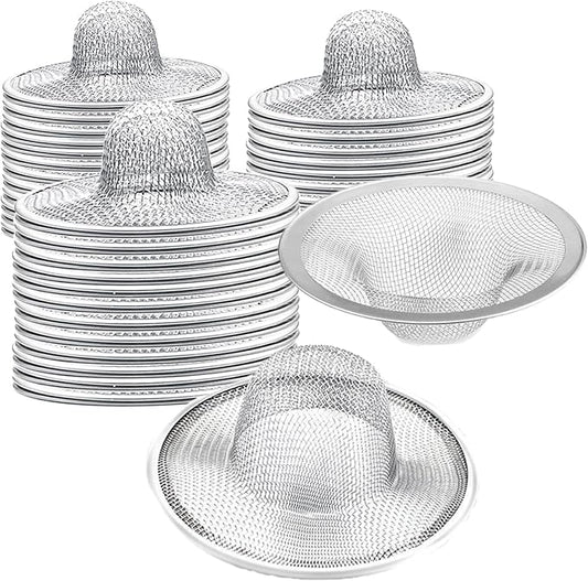50 pcs Heavy Duty Stainless Steel Slop Basket Filter Trap, 2.75" Top / 1" Mesh by BESSEEK