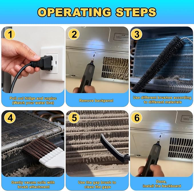 Palksky Refrigerator Coil Cleaning Brush Set, Fridge Radiator Brush & Condenser - Image 6