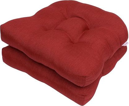 RACE LEAF 17" x 17" Patio Chair Seat Pads Red - Outdoor/Indoor Patio Cushions Set of 2 - Replacement Cushions for Chairs and Seating - Olefin Seat Pads for Porch, Deck, and Garden Seats