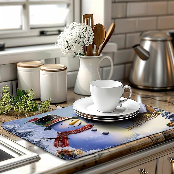 Christmas Snowman Kitchen Drying Mat - Image 6