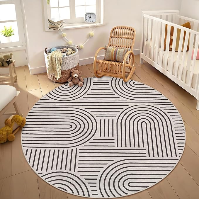 Washable Rug 6ft Area Rugs for Living Room, Abstract Rug for Bedroom, Soft - Image 8