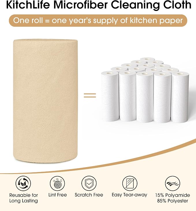 KitchLife Microfiber Cleaning Cloth Roll, 100 Pack - Image 3