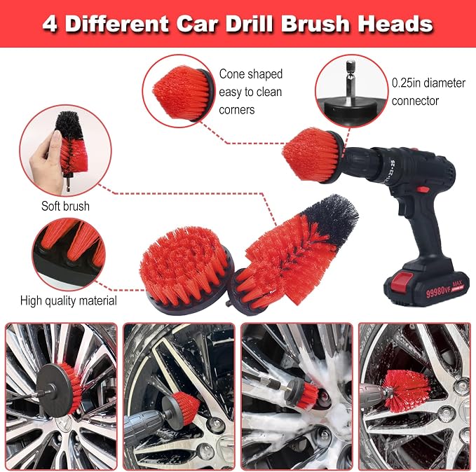 Car Detailing Kit, Car Cleaning Kit, Drill Brush Set, Car Detailing Brushes - Image 2