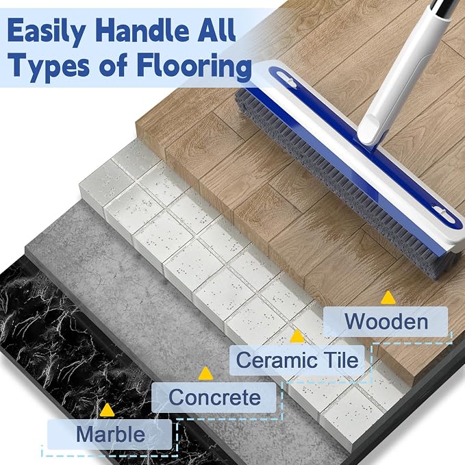 4-in-1 Floor Scrub Brush with Long Handle V-Shaped Crevice Brush Floor Scrubber - Image 8