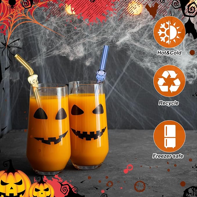 6 Pcs Skull Glass Straw Reusable Straws Shatter Resistant - Image 3