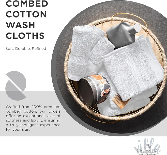 100% Cotton Wash Cloth for face & Body Set of 12, Sustainable, Highly Absorbent - Image 2