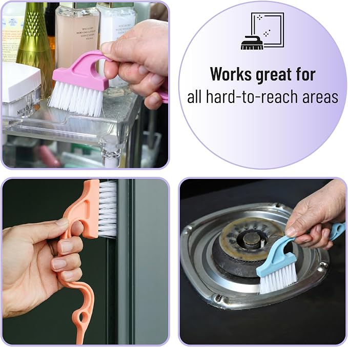 Slick- Window Track Cleaning Brush, 4 Pack, Pastel Colors Ergonomic Handle - Image 6