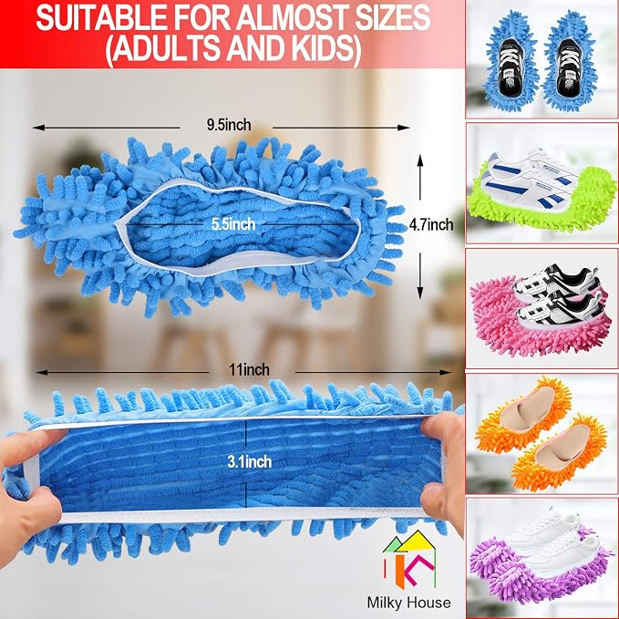 10 Pieces Microfiber Mop Slippers Shoes Cover Soft Washable Reusable Floor - Image 6