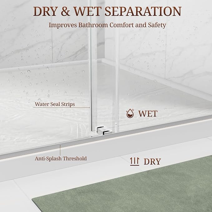 68-73" W x 80" H Frameless Shower Door, Double Sliding Glass Shower Door - Image 6