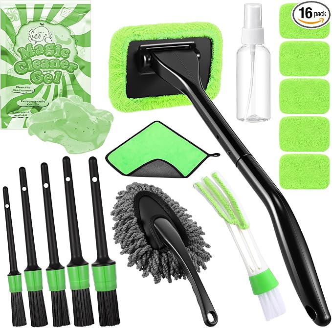 16 Pcs Windshield Cleaner Tool, Car Cleaning Kit by Wovnet