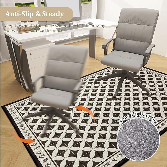 Office Chair Mat for Hardwood Floor, 72"x48" Easy Glide Computer Desk Mat Protector for Rolling Chair Under Desk Rug Nonslip Backing, Machine Wash, (Modern)