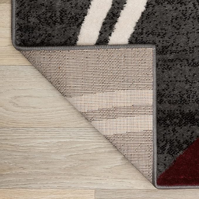 Rugshop Modern Wavy Circles Design Non-Shedding Area Rug, Carpet for Living Room or Dining Room, Grand Room,Open Spaces Red, 8'8" x 12'