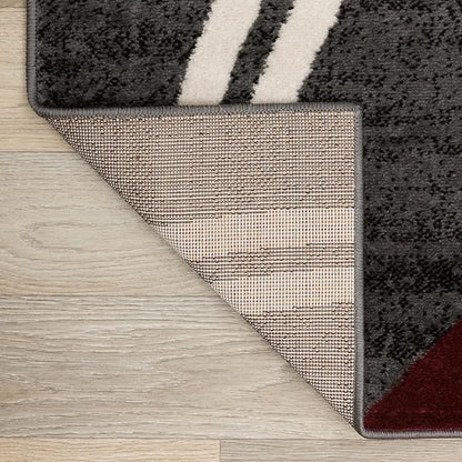 Rugshop Modern Wavy Circles Design Non-Shedding Area Rug, Carpet for Living Room or Dining Room, Grand Room,Open Spaces Red, 8'8" x 12'