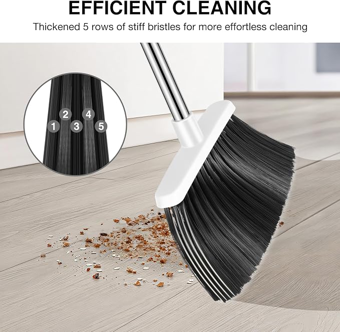 NACENA Broom and Dustpan Set, 52-in Long Adjustable Handle Broom Dustpan Combo - Image 6