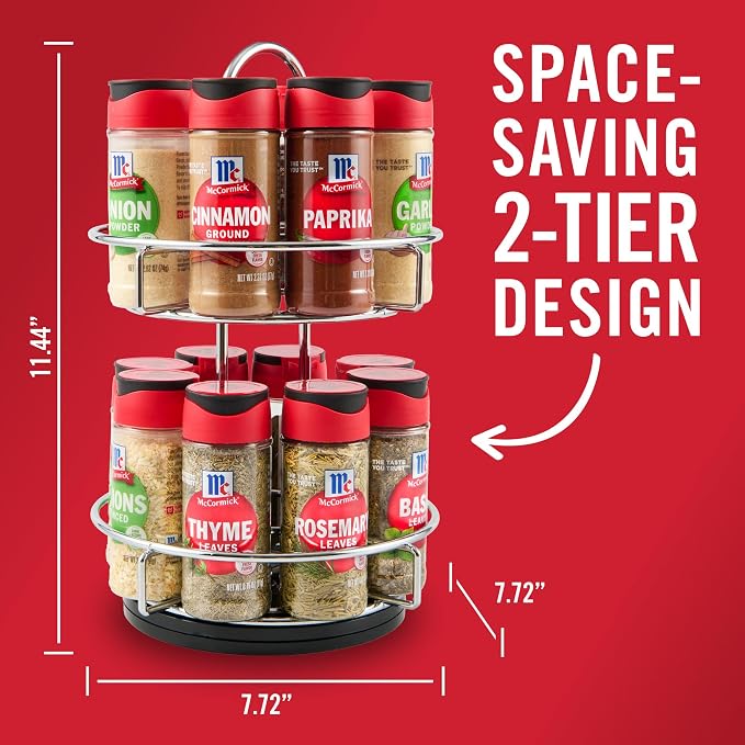 McCormick Spice Rack, Two Tier Chrome, Featuring 16 Herbs & Spices - Image 12