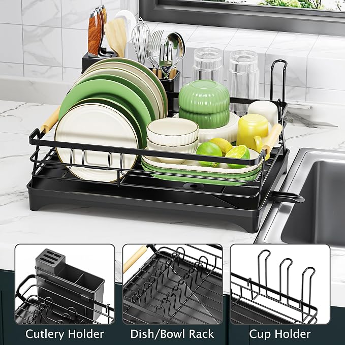 Epicano Dish Drying Rack for Kitchen Counter, Space-Saving Dish Rack, Rustproof - Image 3