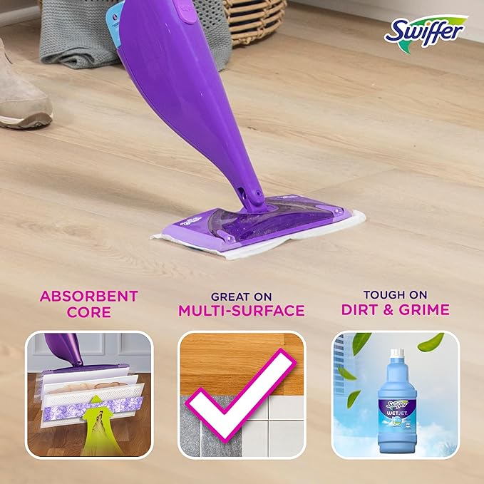 Swiffer WetJet Hardwood Floor Cleaner Spray Mop Pad Refill, Bathroom Cleaning - Image 2