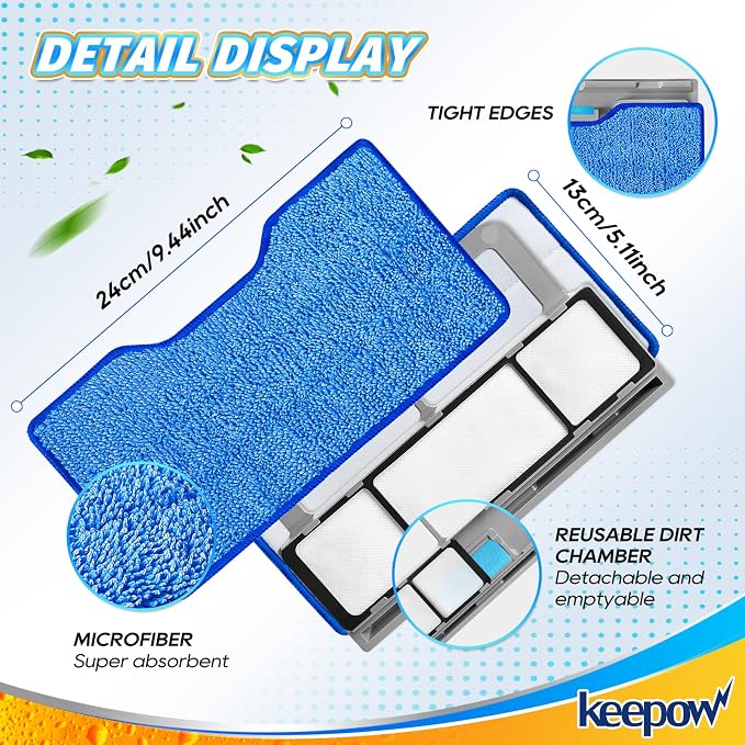 KEEPOW Reusable Mop Pads Refills, Replacement Pads Compatible - Image 4