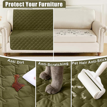 Smiry Waterproof Dog Bed Cover Blanket, Soft Reversible Pet Blanket, Washable Leakproof Cats Dogs Couch Cover for Sofa, Couch, Furniture, Plaid (30x70 Inch, Green/Navy)