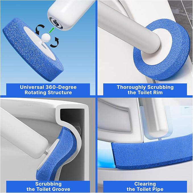 CiLoN Wall-Mounted Disposable Toilet Brush Kit and 30 Fresh Bleach Scrubbing - Image 3