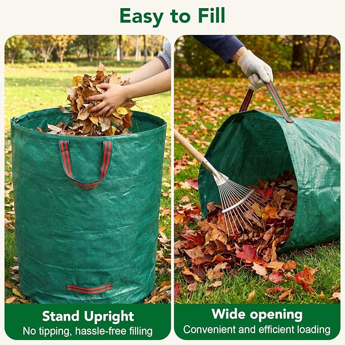 53 Gallons Reusable Yard Waste Bags, 2 Packs Lawn and Leaf Bags - Image 4