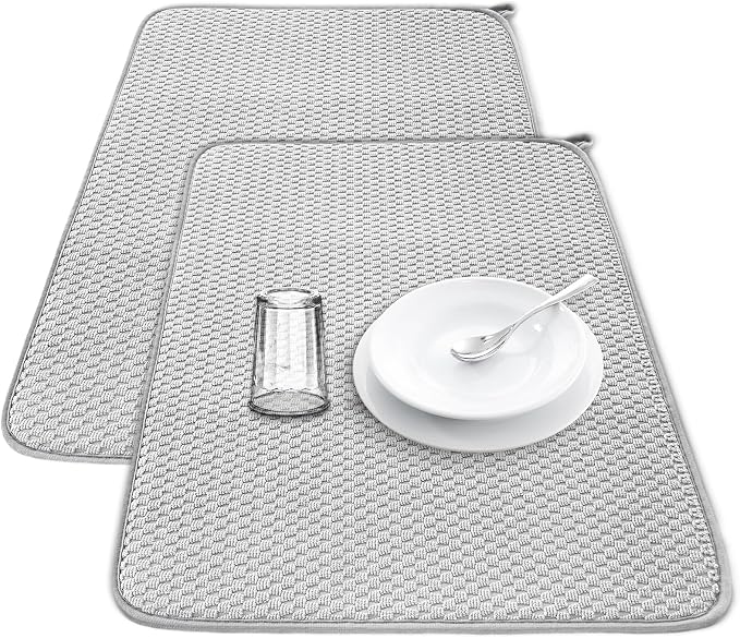 2Pcs XXL Dish Drying Mat, Absorbent Microfiber Dish Drainer Mats, Kitchen by Xuyyicao