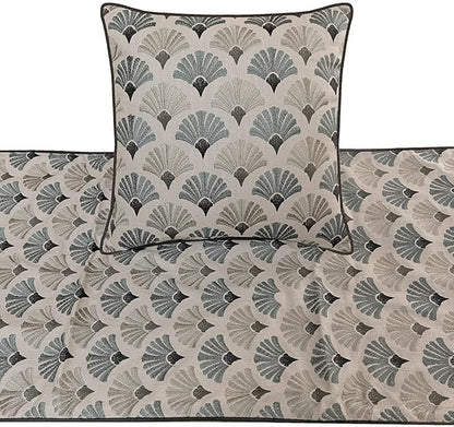 The HomeCentric King Queen Twin Blue & Grey Designer CA King 86"x18" Bed Runner with 2 Pillow Cover, Floral Embroidery Bed Scarf on Cotton Fabric - Flourish Bloom