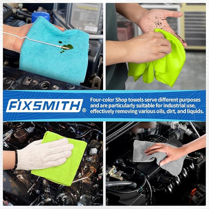 FIXSMITH Microfiber Cleaning Cloth, Shop Towels Bulk, 24 Pack Microfiber Towels - Image 5