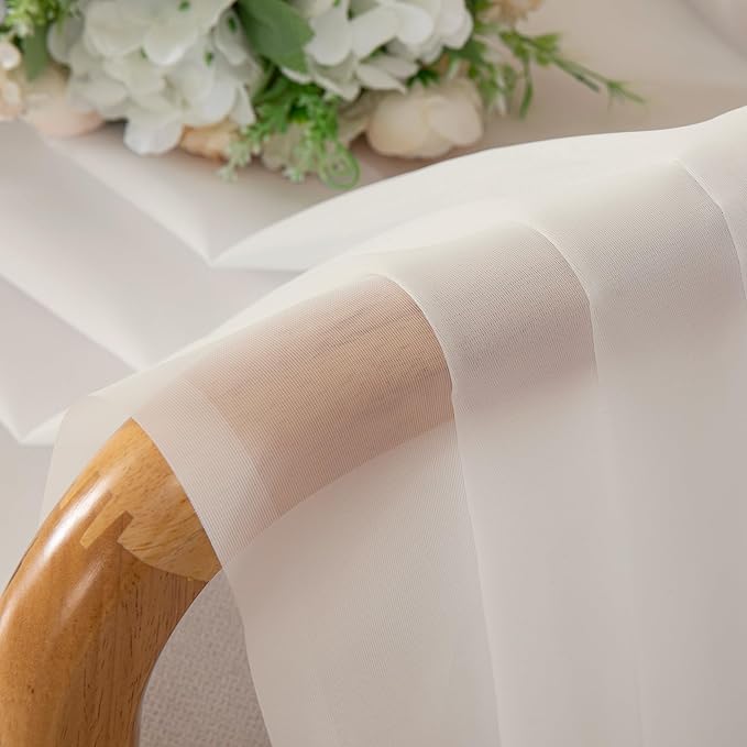 Chyhomenyc Ivory Sheer Curtains 108 Inch Long 2 Panels Set, Light Filtering - Image 6