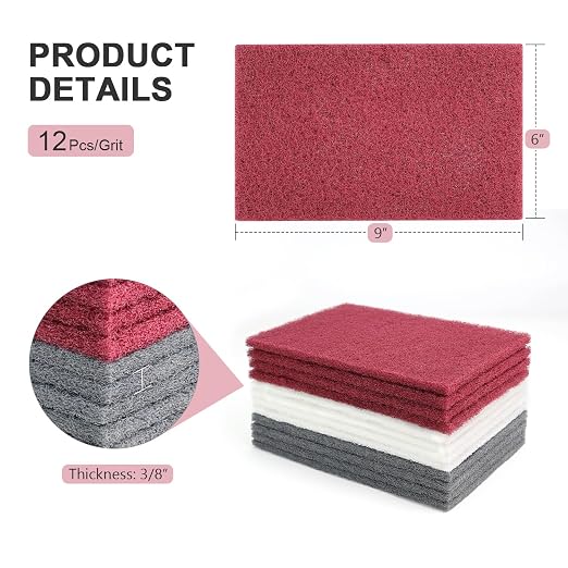 12 Scuff Pad Variety Pack, 4 Each Maroon, Paint Surface Prep Adhesion - Image 2