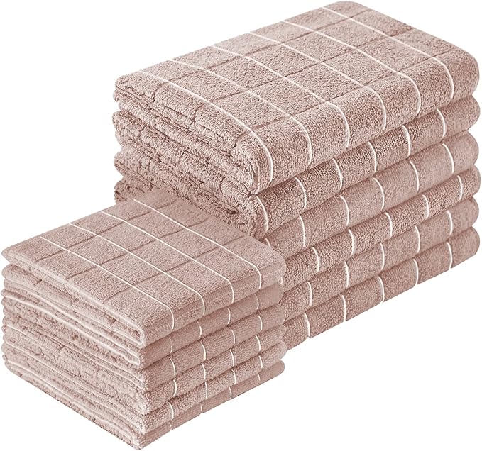 Microfiber Kitchen Towels and Dishcloths Set, 26 X 18 Inch and 12 X 12 Inch by Puomue