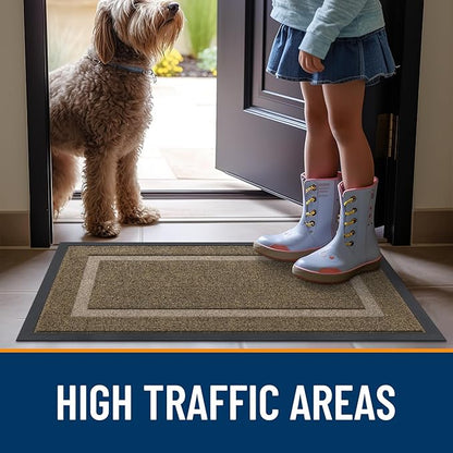 OLANLY Front Door Mat Indoor Outdoor Entrance, Waterproof All-Season, All-Weather Doormat, Sturdy Natural Rubber, Fade Resistant, Low Profile, Easy Clean Patio Porch Entryway Mat, 59x23, Brown