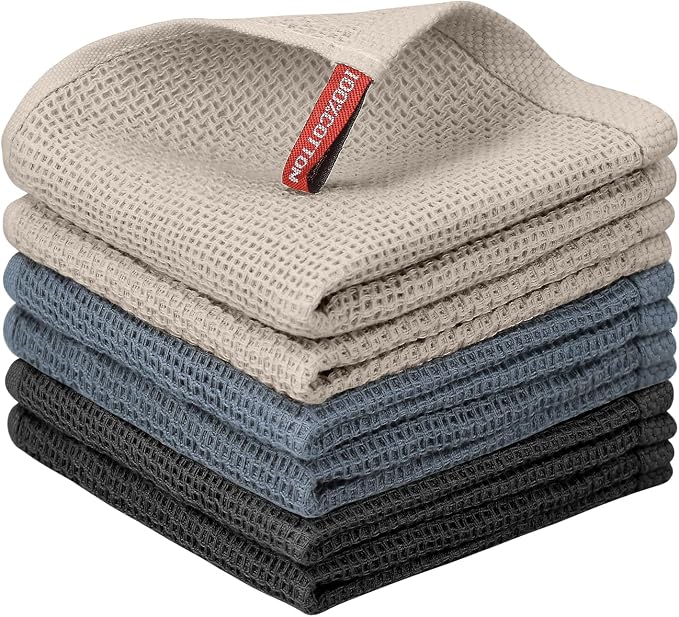 Nialnant 6 Pack Dish Cloths, 100% Cotton Waffle Weave Kitchen Towels, Soft and by Nialnant