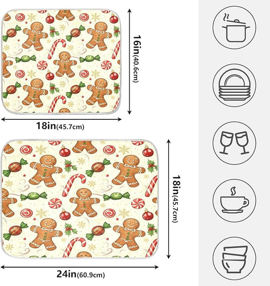 Christmas Gingerbread Cookie Man Sugar Dish Drying Mat - Image 2