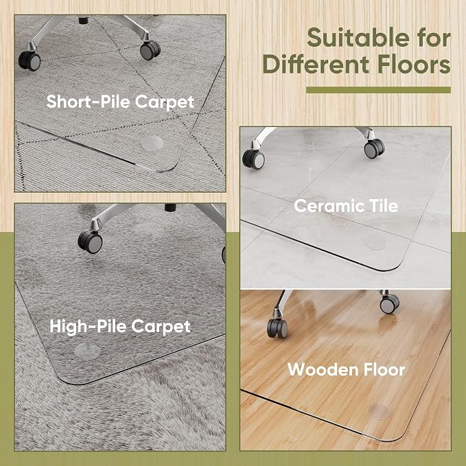 Office Chair Mat for Carpet & Hardwood, Upgraded 29" x 48" Dual Use Tempered - Image 5