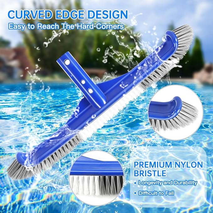 Pool Brush Head & Fine Mesh Pool Skimmer Kit，17" Pool Brushes - Image 5