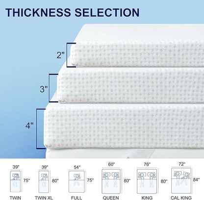 Subrtex Mattress Topper Cover (Only Cover) Mattress Protector Bedding Rayon Made from Bamboo Removable Mattress Encasement Mattress Cover with Zipper (2 Inch, White, Full)