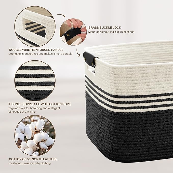 72L Large Laundry Basket with Leather Handles - Image 5
