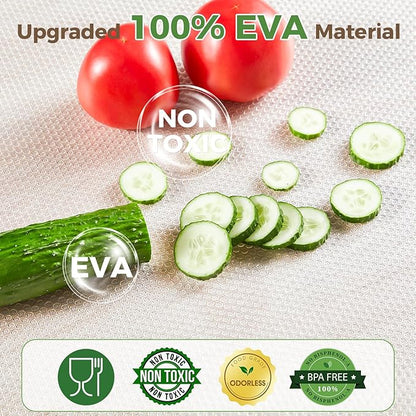100% EVA Shelf Liner for Kitchen Cabinet, 18" x 360" Drawer Liners Non Adhesive Non Slip Waterproof Plastic Paper, Dresser Pantry Bathroom Refrigerator Protector, Clear
